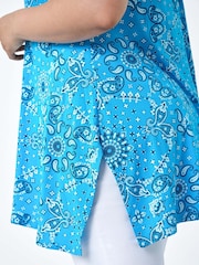 Roman Blue Paisley Back Bar Stretch Top - Image 5 of 5
