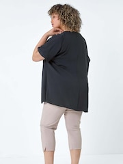 Roman Black Linen Look Longline Top - Image 3 of 5