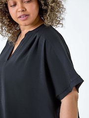 Roman Black Linen Look Longline Top - Image 5 of 5