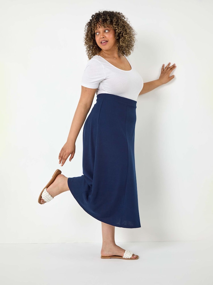 Roman Blue Flared Midi Stretch Skirt - Image 1 of 5