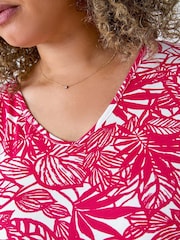 Roman Pink Leaf Print Stretch Vest Top - Image 5 of 5