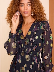 Love & Roses Polka Dot Metallic Polka Dot Midi Dress - Image 2 of 4