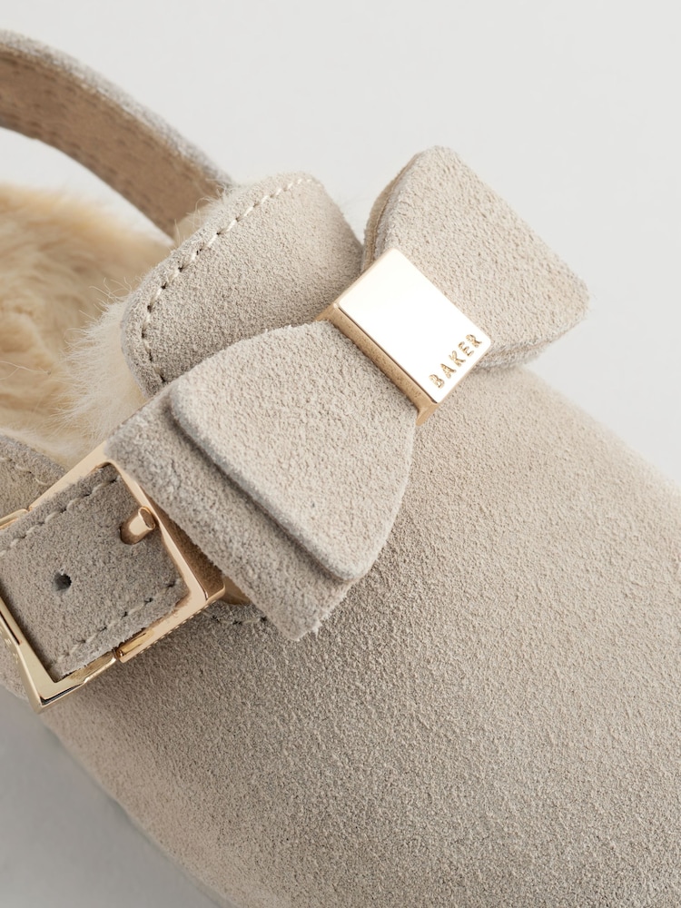 Pierre - Chaussons mules Baker by Ted Baker Girls avec sabots à nœud - Image 5 of 6