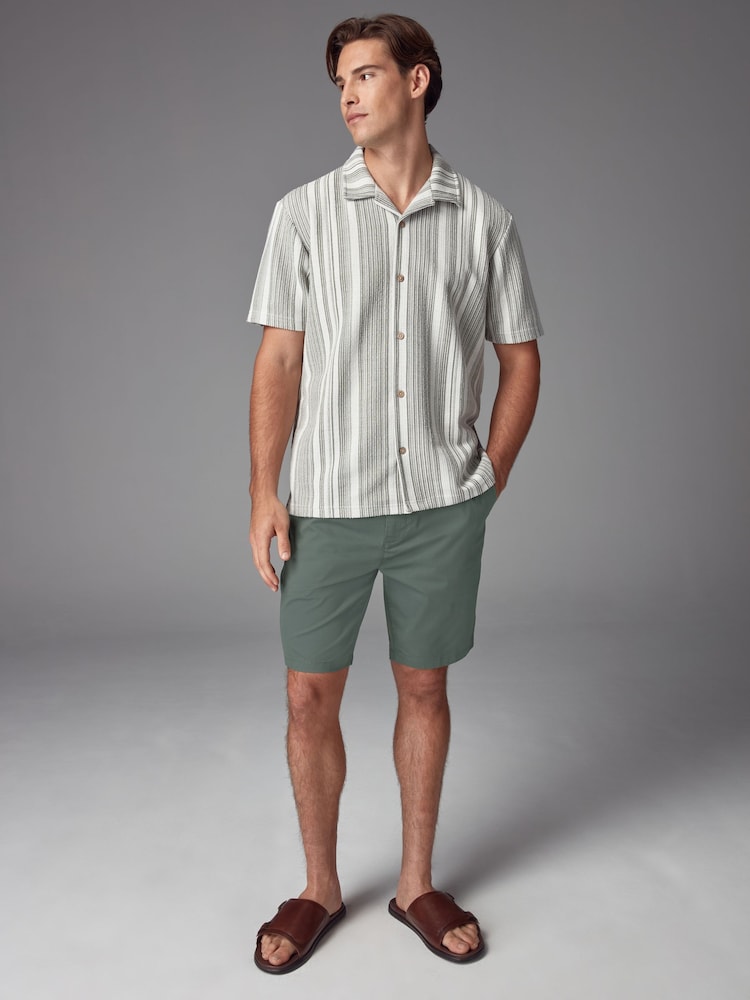 Saliegroen lichtgewicht - Slim Fit - Chinoshort met stretch - Image 3 of 9