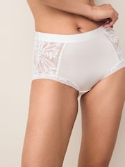 White High Rise Lace And Microfibre Knickers - Image 1 of 3