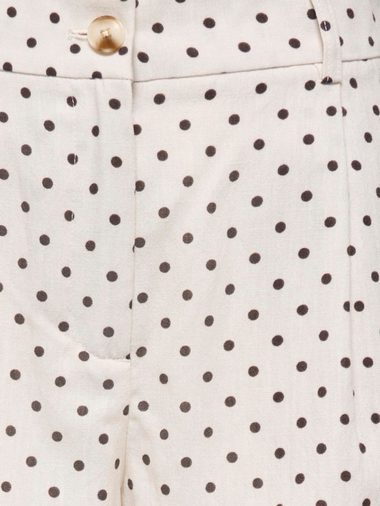 ONLY Black White Polka Dot Linen Look Shorts - Image 6 of 6