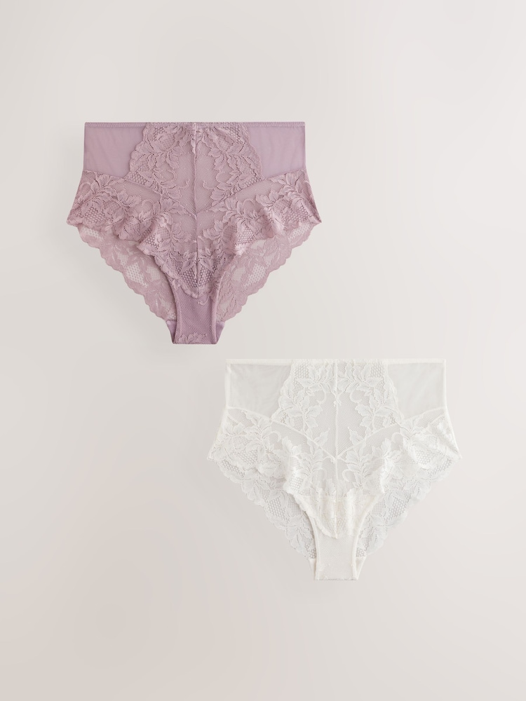 Mauve Purple High Rise Lace Knickers 2 Pack - Image 6 of 10