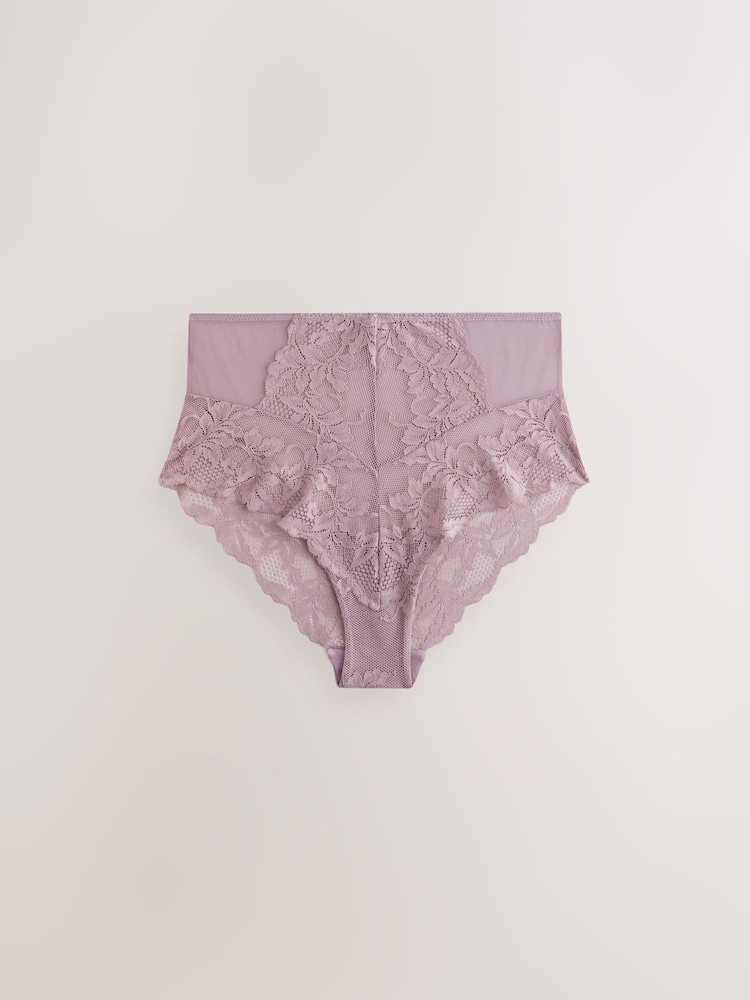 Mauve Purple High Rise Lace Knickers 2 Pack - Image 7 of 10