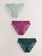 Green/Berry/Mint Lace Knickers 3 Pack - Image 8 of 13