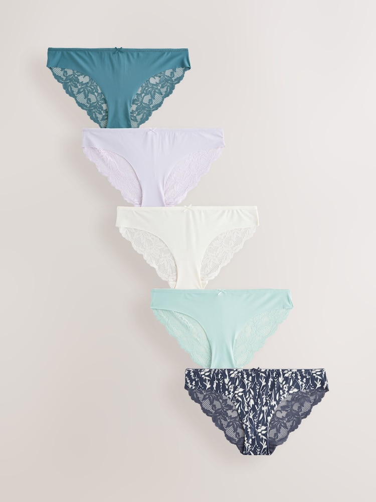 Pastelle - Nahtlose Slips mit Spitzenrückseite im 5er-Pack - Image 1 of 8