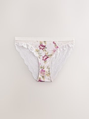 Cream fleuri/vert kaki - Lot de 2 culottes bordées de dentelle - Image 6 of 9