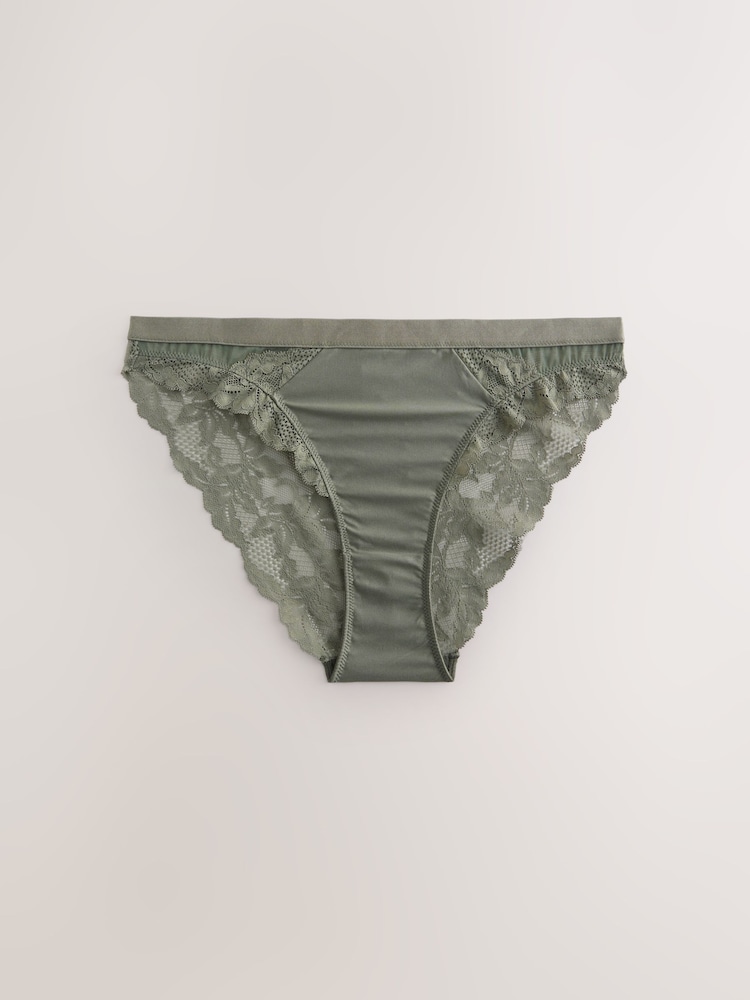 Cream fleuri/vert kaki - Lot de 2 culottes bordées de dentelle - Image 7 of 9