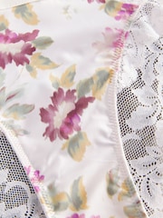Cream fleuri/vert kaki - Lot de 2 culottes bordées de dentelle - Image 8 of 9