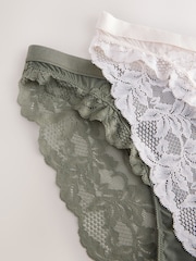 Cream fleuri/vert kaki - Lot de 2 culottes bordées de dentelle - Image 9 of 9