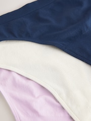Navy/Lilac/Cream Thong Seamless Rib Knickers 3 Pack - Image 10 of 10