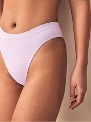 Navy/Lilac/Cream Thong Seamless Rib Knickers 3 Pack - Image 4 of 10