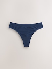 Navy/Lilac/Cream Thong Seamless Rib Knickers 3 Pack - Image 6 of 10