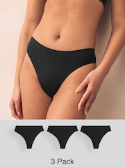 Black Thong Seamless Rib Knickers 3 Pack - Image 1 of 10
