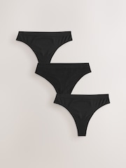 Black Thong Seamless Rib Knickers 3 Pack - Image 5 of 10