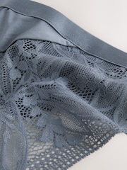 Green/Blue High Leg Microfibre & Lace Knickers 2 Pack - Image 11 of 11