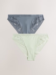 Green/Blue High Leg Microfibre & Lace Knickers 2 Pack - Image 7 of 11