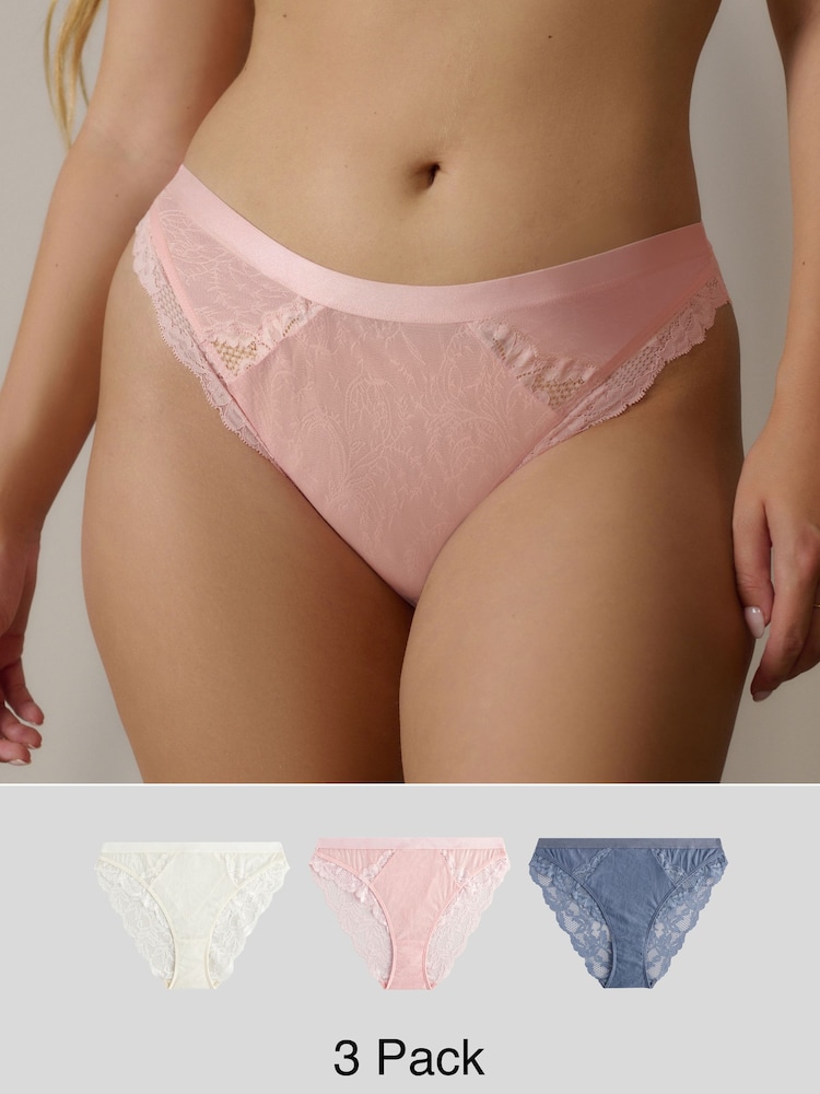 Marineblau/Pink/Creme - Slips mit Spitzenbesatz, 3er Pack - Bild 1 von 12 Marineblau/Pink/Creme - Slips mit Spitzenbesatz, 3er Pack - Bild 1 von 12