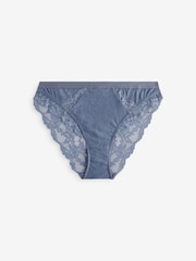 Navy/Pink/Cream High Leg Lace Trim Knickers 3 Pack - Image 10 of 12