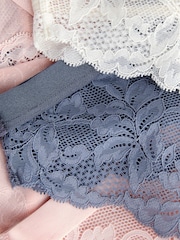Navy/Pink/Cream High Leg Lace Trim Knickers 3 Pack - Image 12 of 12