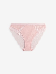 Navy/Pink/Cream High Leg Lace Trim Knickers 3 Pack - Image 8 of 12