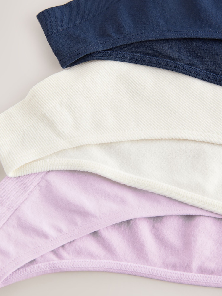 Navy/Lilac/Cream High Leg Seamless Rib Knickers 3 Pack - Image 10 of 10