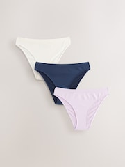 Navy/Lilac/Cream High Leg Seamless Rib Knickers 3 Pack - Image 5 of 10