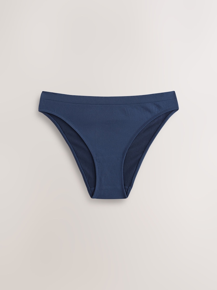 Navy/Lilac/Cream High Leg Seamless Rib Knickers 3 Pack - Image 6 of 10