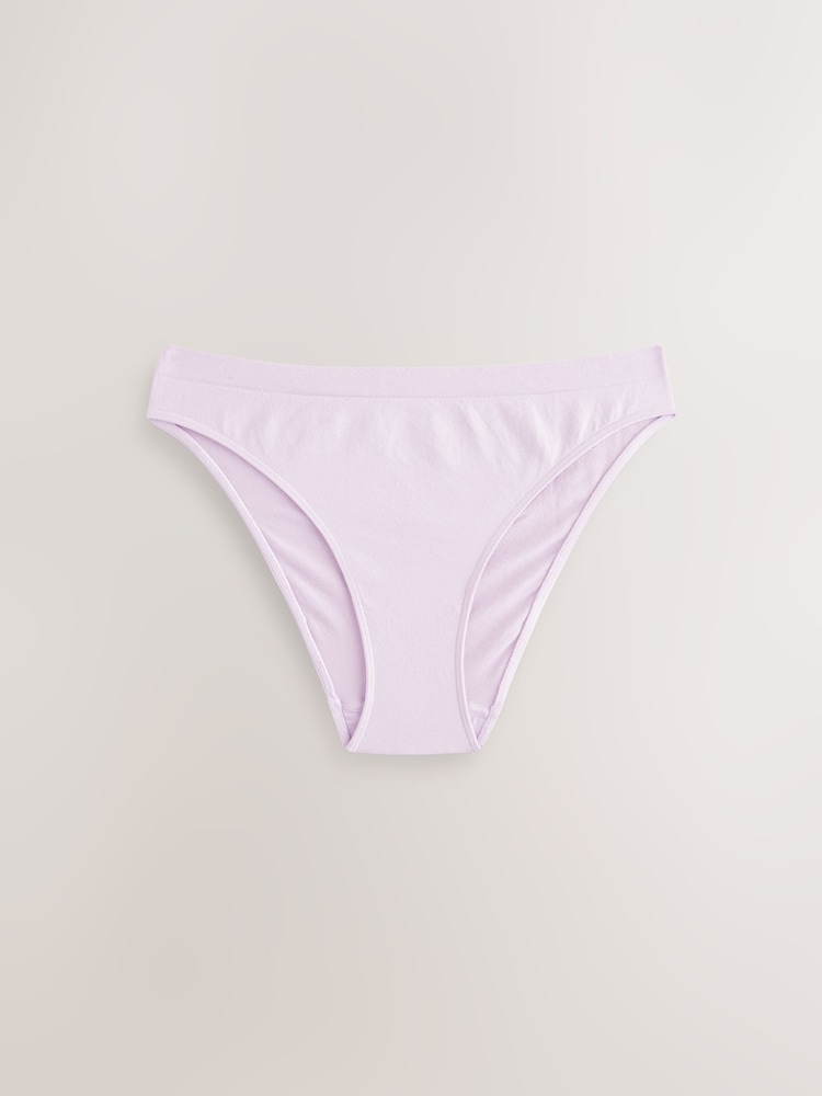 Navy/Lilac/Cream High Leg Seamless Rib Knickers 3 Pack - Image 7 of 10