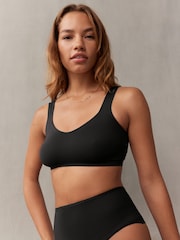 self. Black V-Neckline Smoothing Crop Bra - Image 2 of 7
