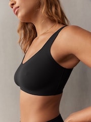 self. Black V-Neckline Smoothing Crop Bra - Image 4 of 7
