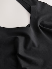 self. Black V-Neckline Smoothing Crop Bra - Image 6 of 7