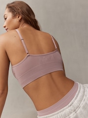 self. Mauve Pink Strappy Seamfree Logo Bralette - Image 2 of 8
