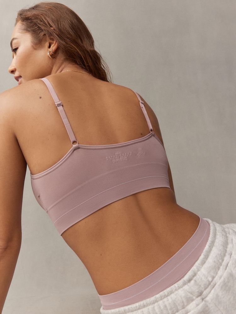 self. Mauve Pink Strappy Seamfree Logo Bralette - Image 2 of 8