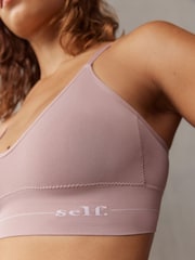self. Mauve Pink Strappy Seamfree Logo Bralette - Image 5 of 8