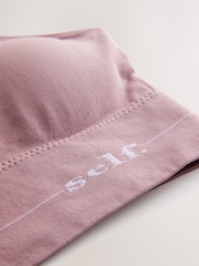 self. Mauve Pink Strappy Seamfree Logo Bralette - Image 7 of 8