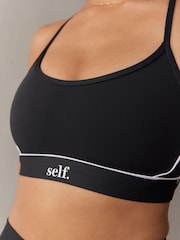 self. Black Strappy Non Wire Sports Bra - Image 6 of 8