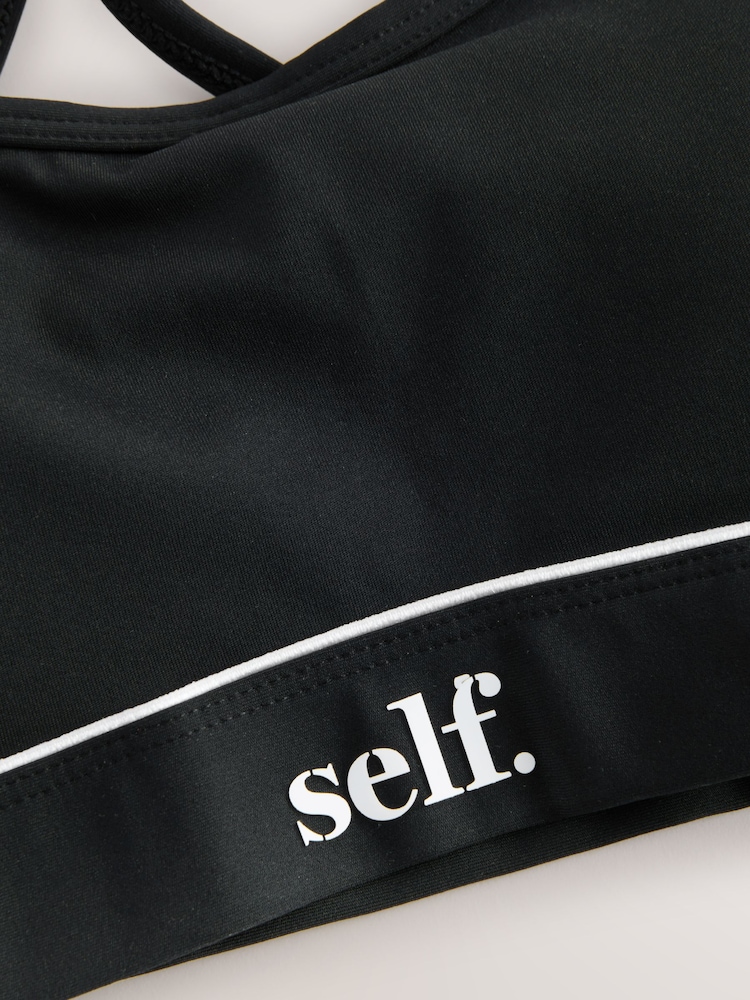 self. Black Strappy Non Wire Sports Bra - Image 8 of 8
