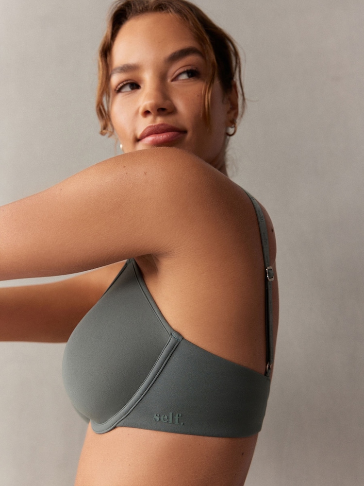 self. Khaki Pad Plunge Smoothing Scoop Bra - Image 3 of 11