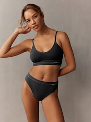 self. Black Strappy Seamfree Logo Bralette - Image 1 of 7