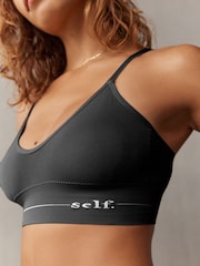 self. Black Strappy Seamfree Logo Bralette - Image 4 of 7