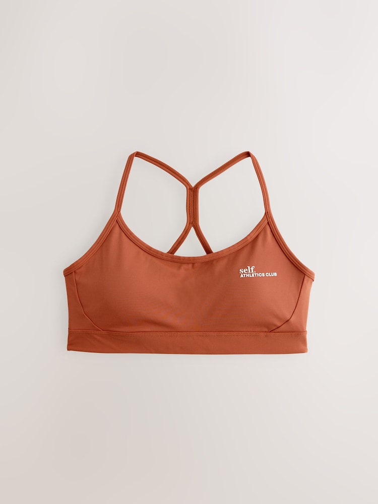 self. Rust Strappy Non Wire Sports Bra - Image 7 of 9