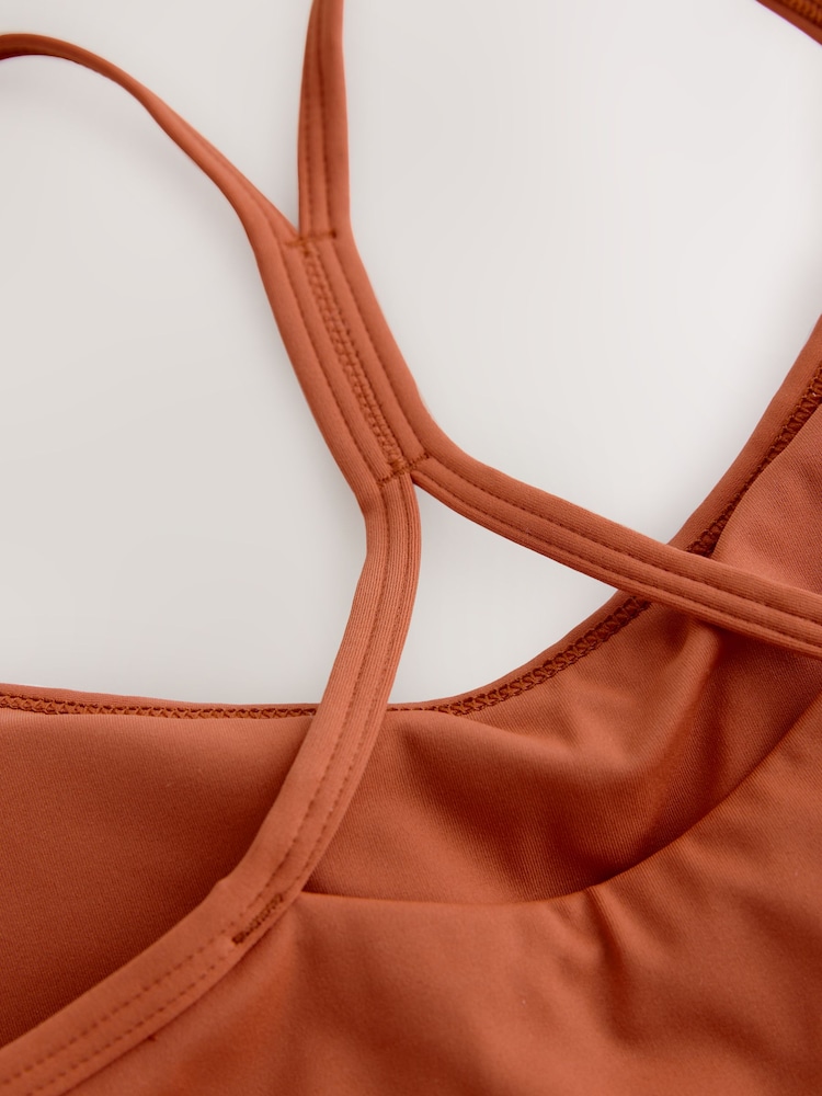 self. Rust Strappy Non Wire Sports Bra - Image 9 of 9