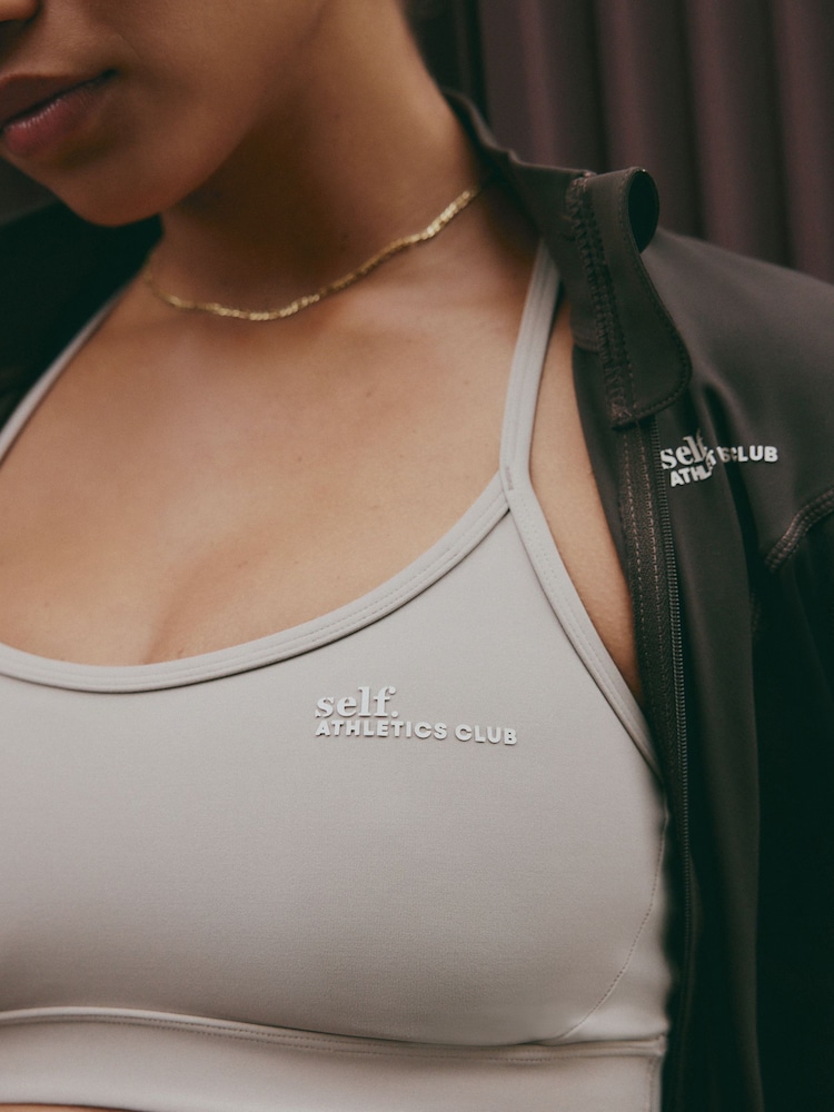 self. Taupe Strappy Non Wire Sports Bra - Image 5 of 8