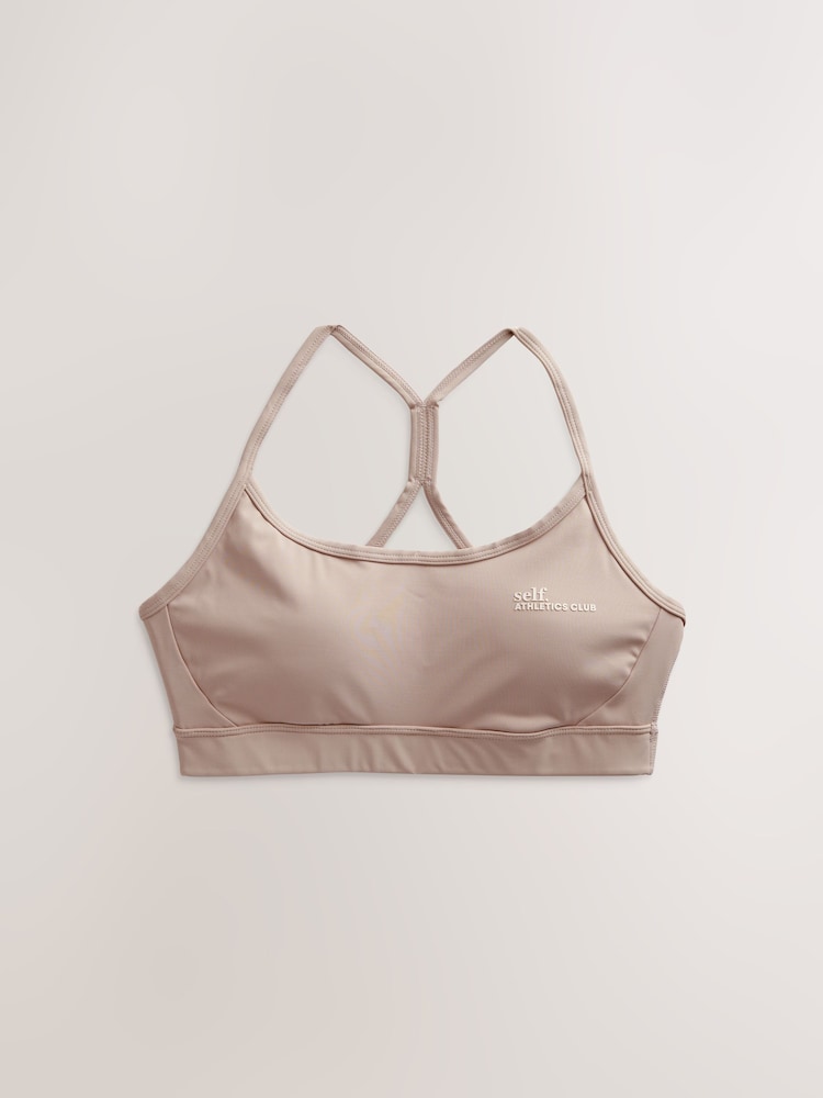 self. Taupe Strappy Non Wire Sports Bra - Image 6 of 8
