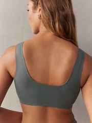 self. Green V-Neckline Smoothing Crop Bra - Image 3 of 8